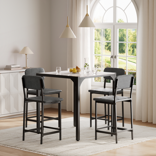 Brafabhome Dining Table Set for 4, Modern Marble Kitchen Table with Upholstered Leather Chairs for Kitchen Dining Room and Small Spaces
