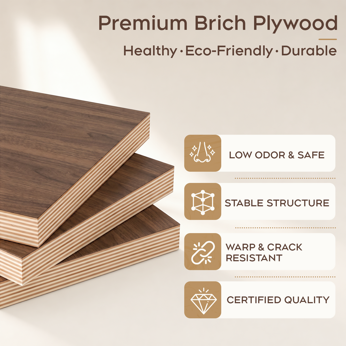 Brafabhome Brich Plywood Queen Bed Frame with Solid Wood Slat Support, Joinery Wood Platform with 8" Under-Bed Storage, No Box Spring Needed, No-Tool Assembly,