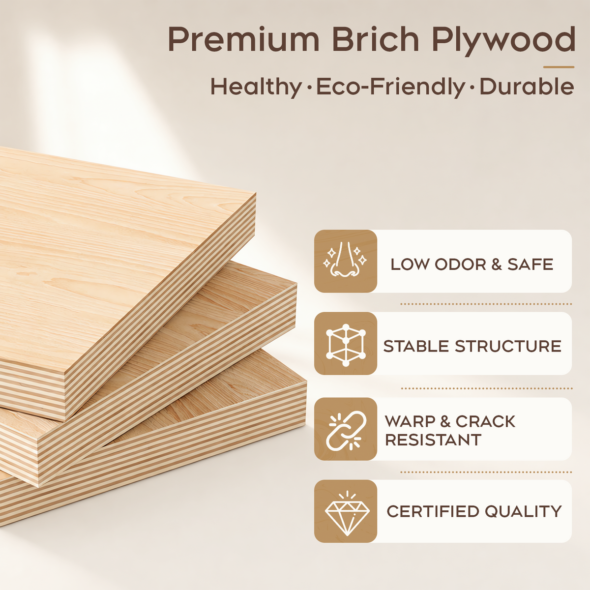 Brafabhome Brich Plywood Queen Bed Frame with Solid Wood Slat Support, Joinery Wood Platform with 8" Under-Bed Storage, No Box Spring Needed, No-Tool Assembly,