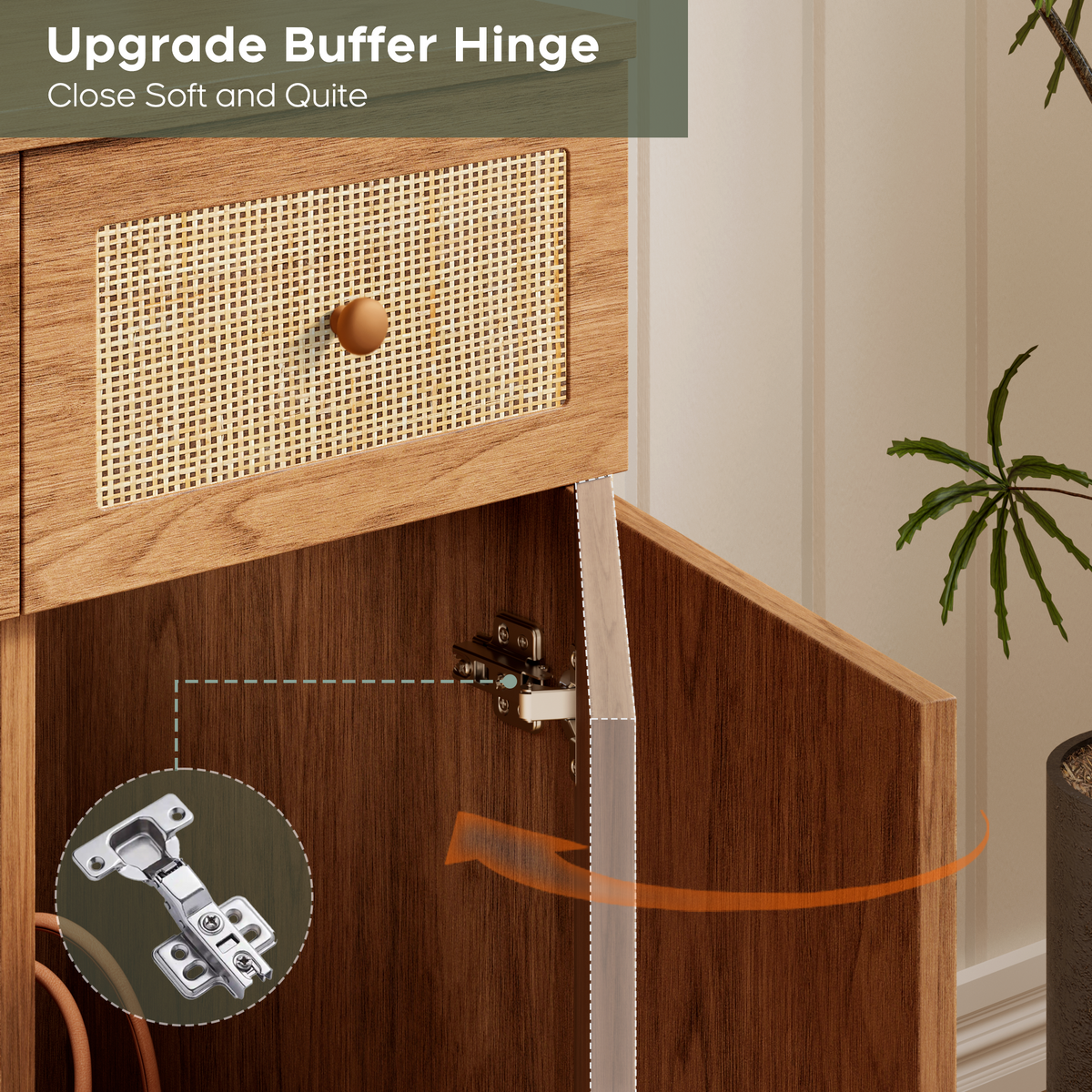 Brafabhome Boho Makeup Vanity Table with Lighted Mirror and USB Power, Rattan Vanity Table with Storage Shelves and Hair Dryer Stand for Makeup Room Bedroom
