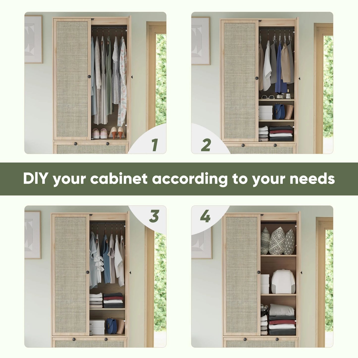71" Modern Wooden Armoire Wardrobe Closet