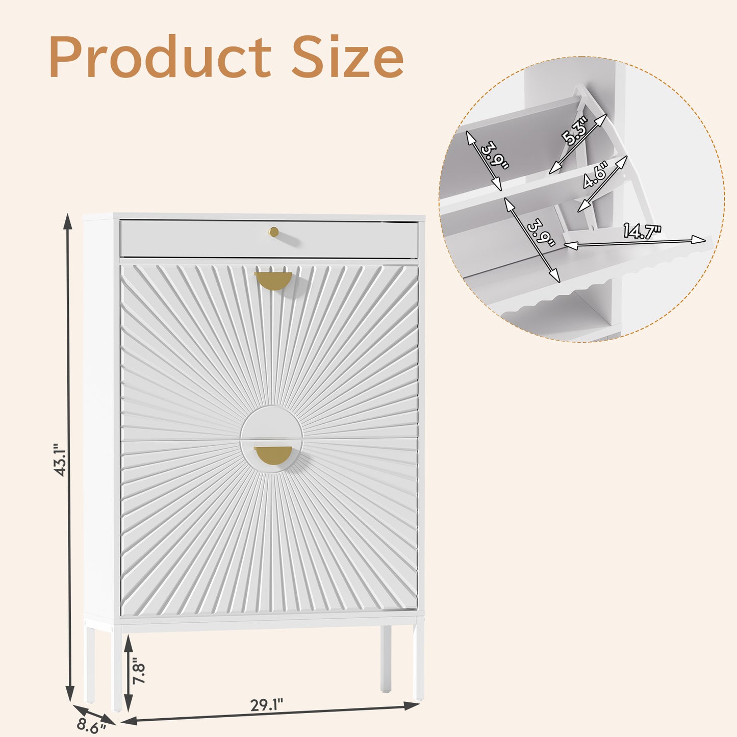 Brafabhome Shoe Storage Cabinet Slim Entryway Shoe Organizer with Half linear Circle Doors