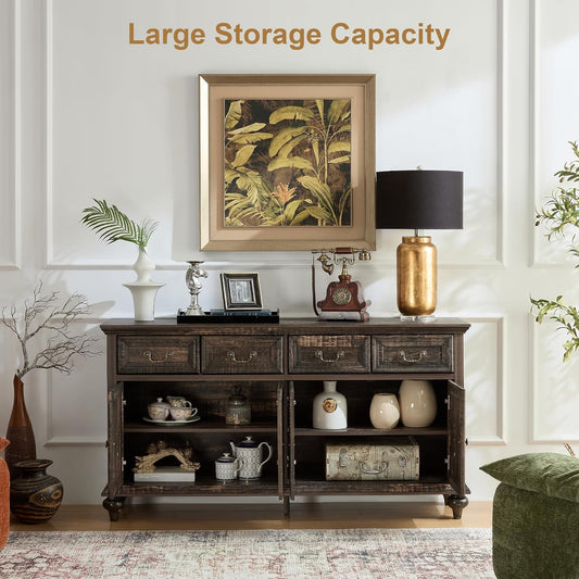 Brafabhome 62'' Buffet Cabinet with Storage,Large Sideboard Kitchen Cabinet with 4 Doors and 4 Drawer