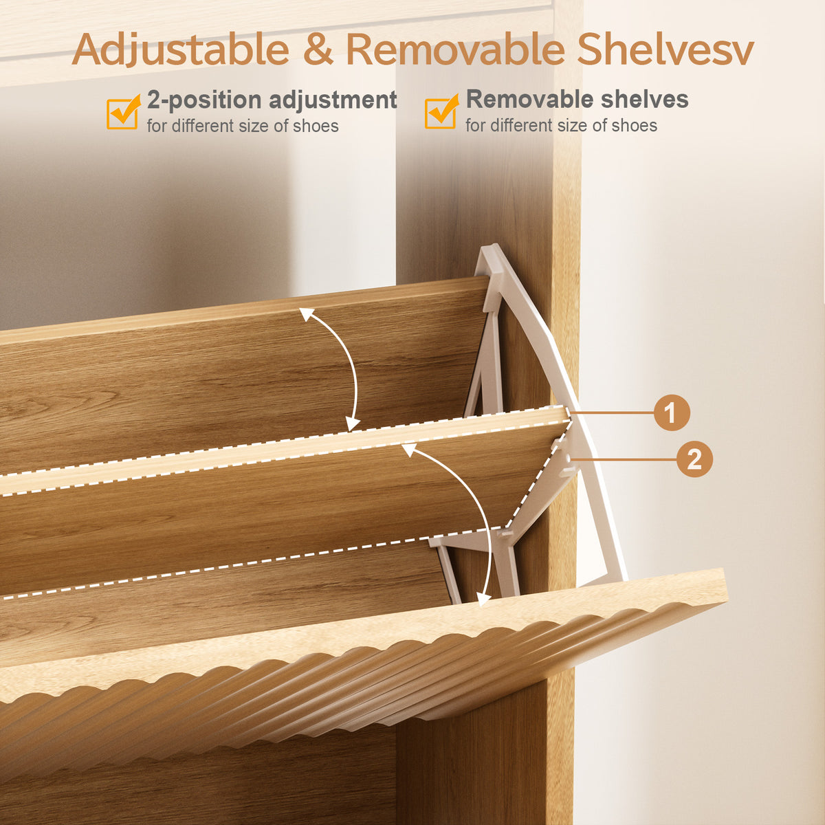 Brafabhome Shoe Storage Cabinet Slim Entryway Shoe Organizer with Half linear Circle Doors