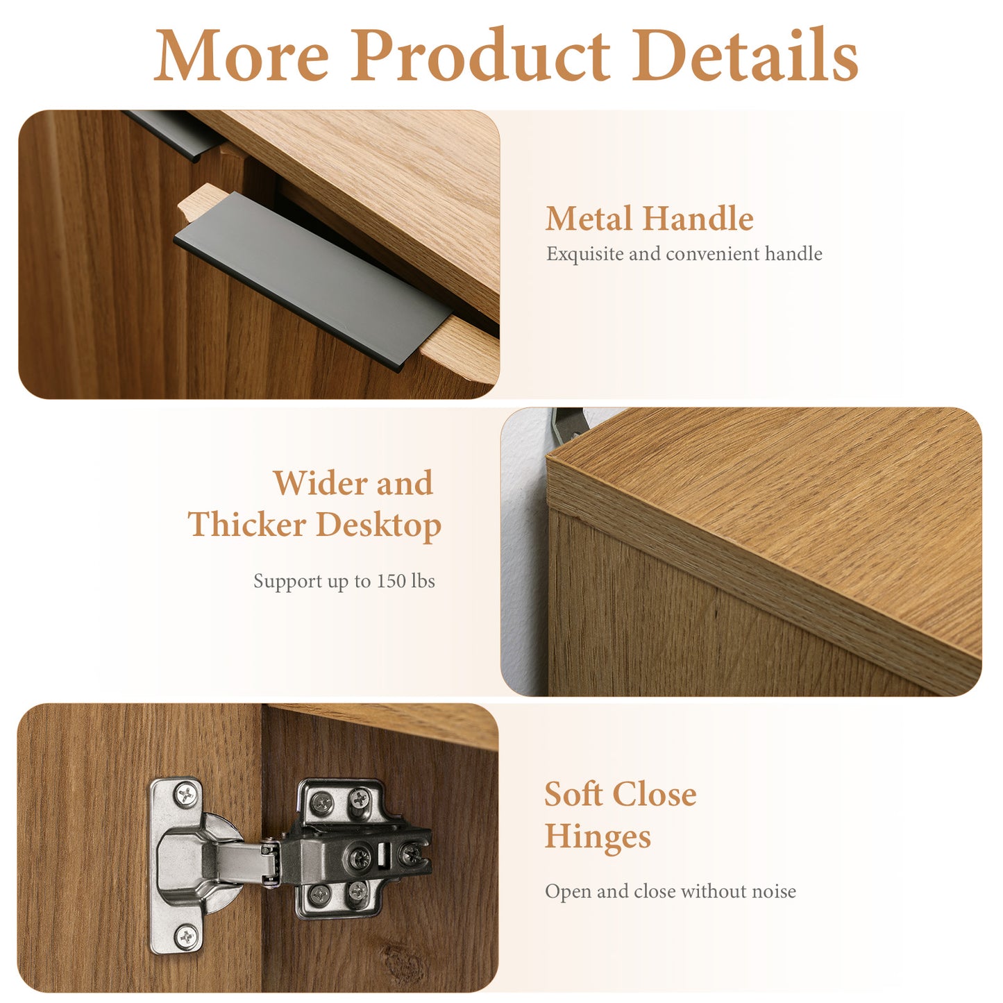 Brafabhome Fluted Buffet Cabinet with Storage, Accent Sideboard Credenza with Adjustable Shelves, Modern Curved Media Console Coffee Bar Table for Living Kitchen Dining Room