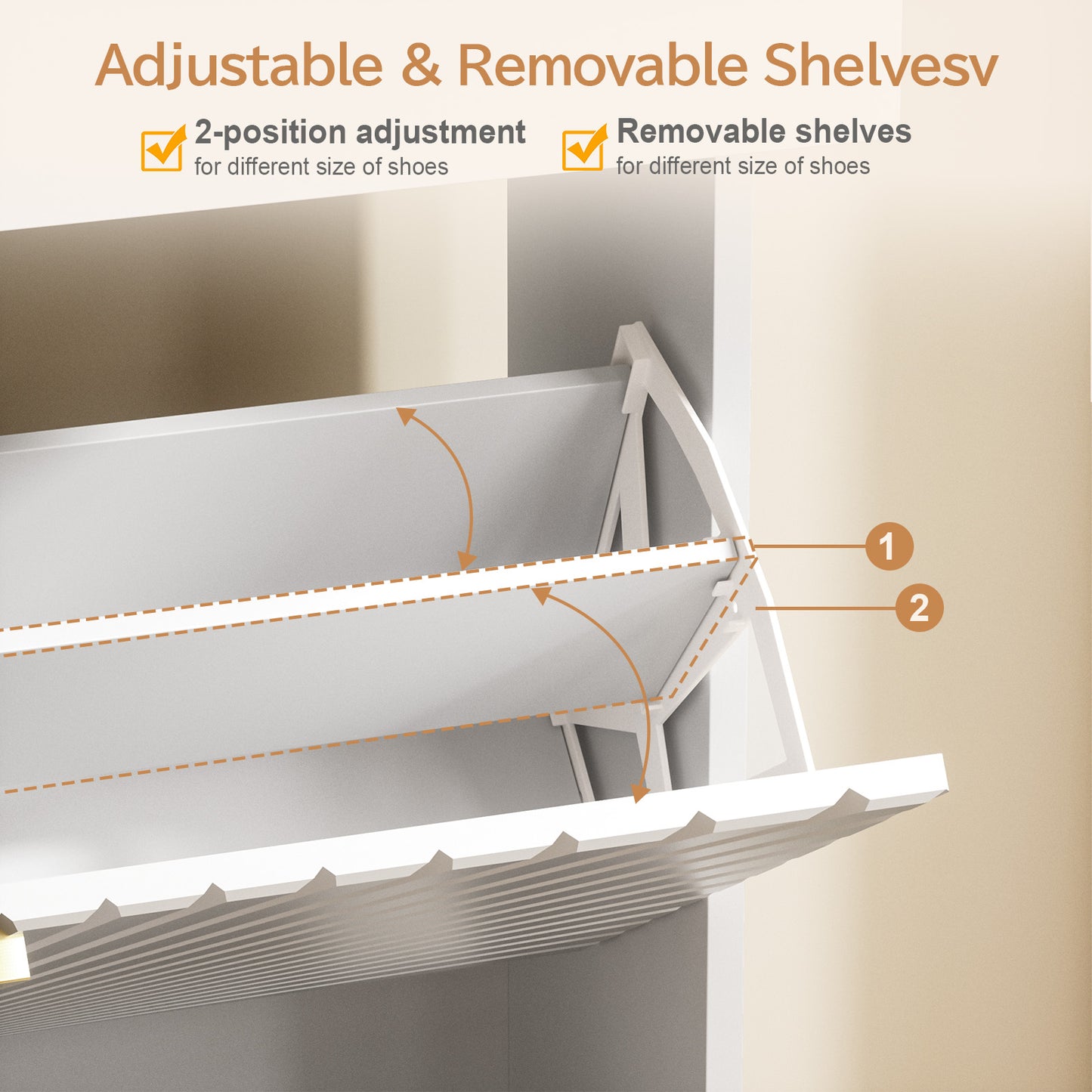 Brafabhome Shoe Storage Cabinet Slim Entryway Shoe Organizer with Half linear Circle Doors