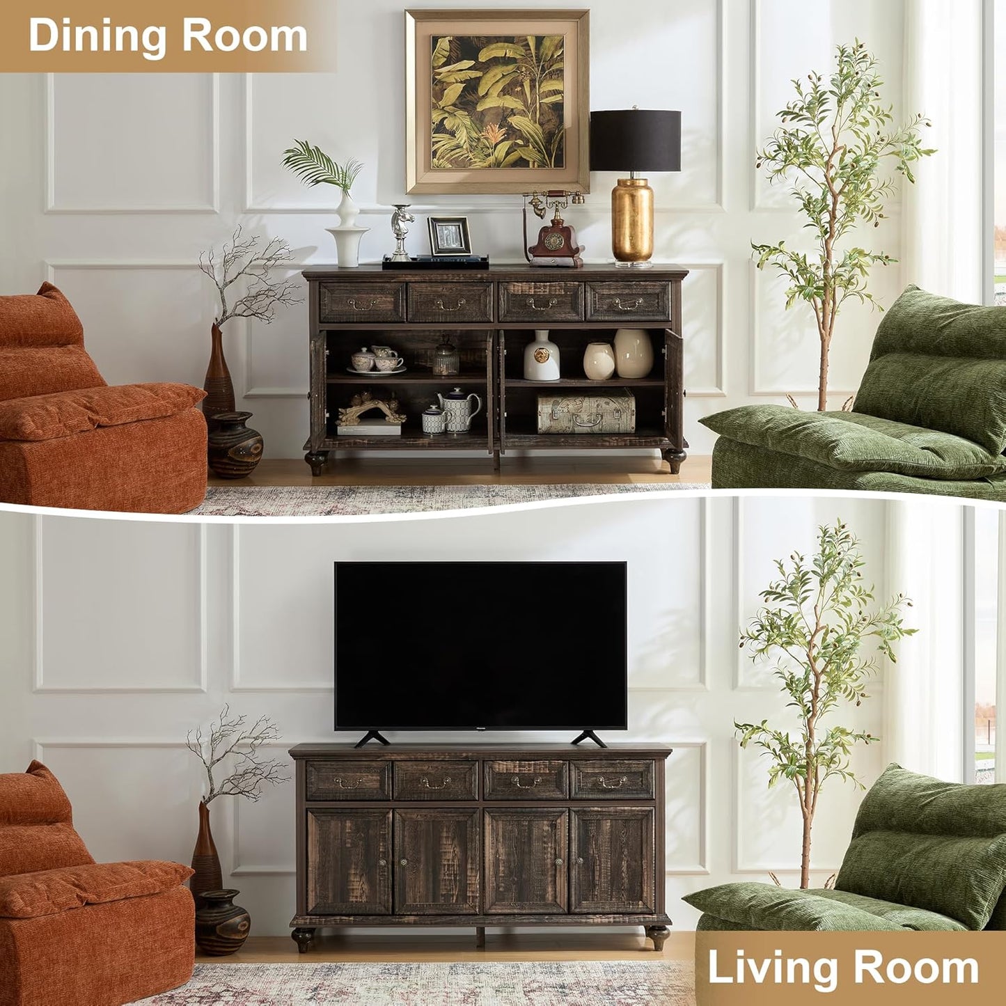 Brafabhome 62'' Buffet Cabinet with Storage,Large Sideboard Kitchen Cabinet with 4 Doors and 4 Drawer