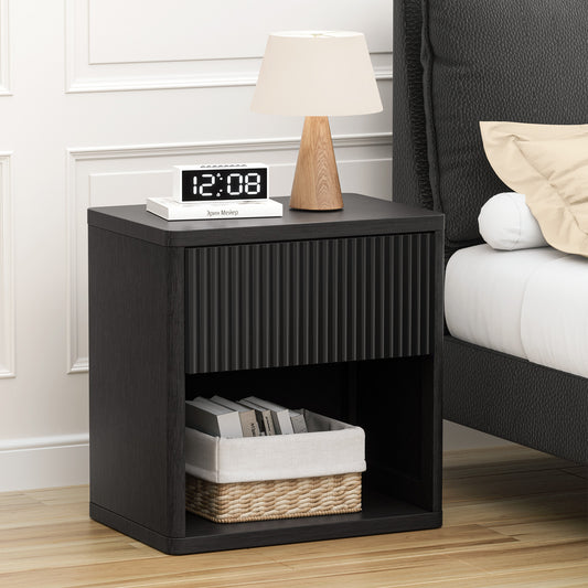 Brafabhome Large Modern Nightstand, Night Stand with Small Built-in Drawers, Farmhouse Mid Century Accent End Table Bedside Table for Living Room Bedroom