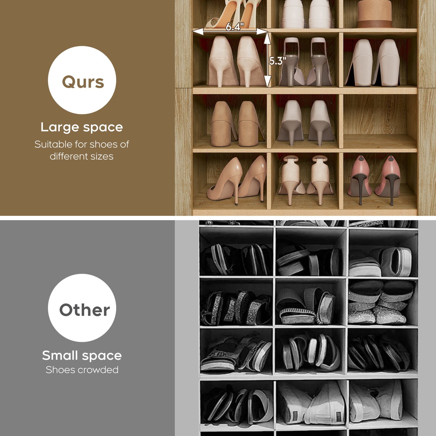 Brafabhome 9-Tier Wood Shoe Storage Cabinet, Holds 30 Pairs, Freestanding 74.9" Tall Shoe Closet Organizer, Handbag Storage Rack for Entryway Bedroom