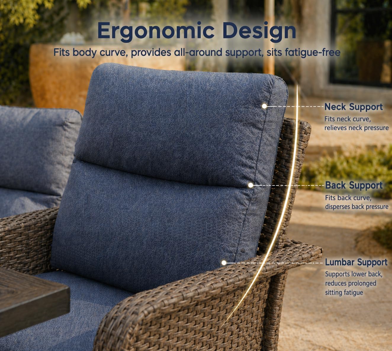 Brafab Patio Furniture Sets with Swivel Chairs and Fire Pit Table Outdoor Conversation Set for Garden