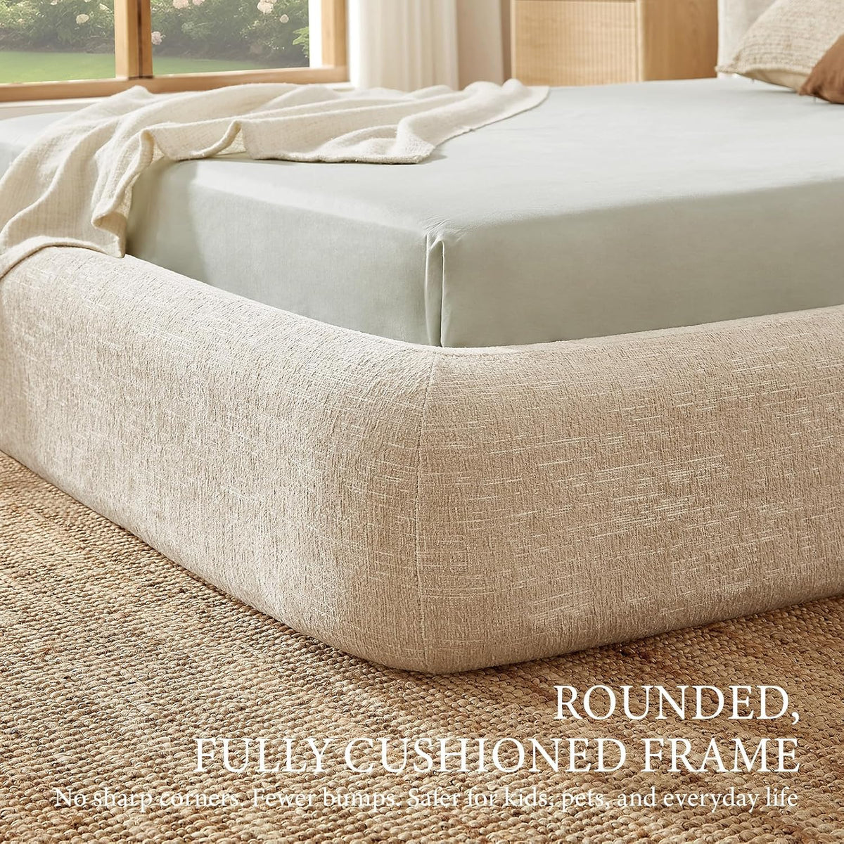 Brafabhome Cloud Queen Bed Frame with Upholstered Headboard, Modern Platform Bed with 6.3" Thick Fully Padded, No Box Spring Needed, Tool-Free Assembly | Khaki