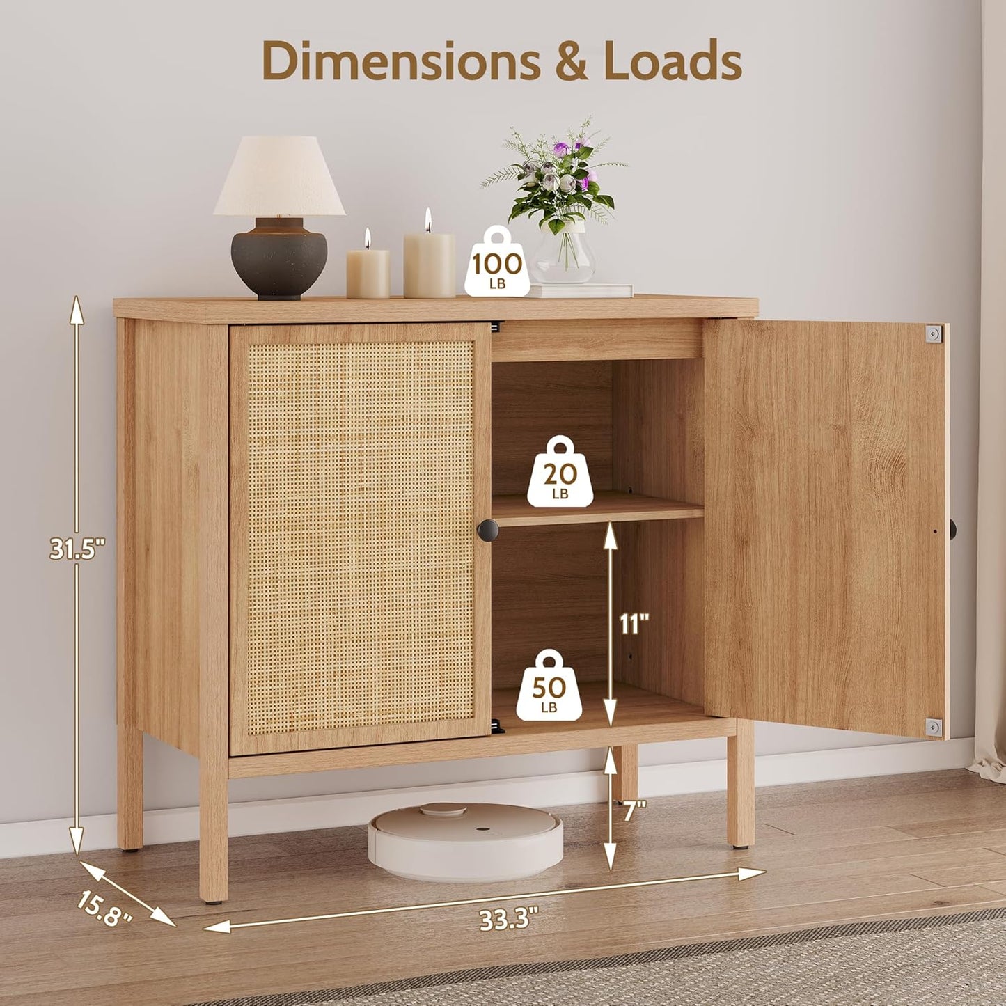 Fluted Sideboard Buffet Cabinet with Adjustable Shelves, Credenza Accent Cabinet with Blister Panel Doors, Console Cabinet for Living Room Dining Room Entryway
