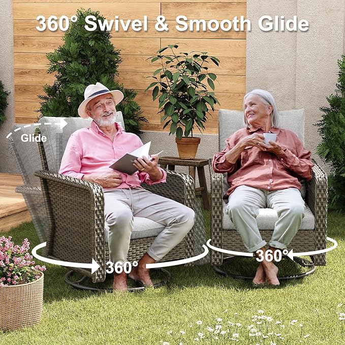 9 Seats Beige Patio Outdoor Conversation Sofa Set with Swivel Chair