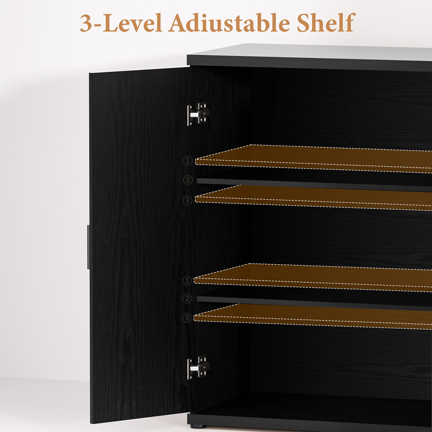 Brafabhome Accent Fluted Sideboard Buffet Cabinet with 4 Doors, Modern Credenza Storage Cabinet with Adjustable & Removable Shelves for Living Room Dinning Room Entryway