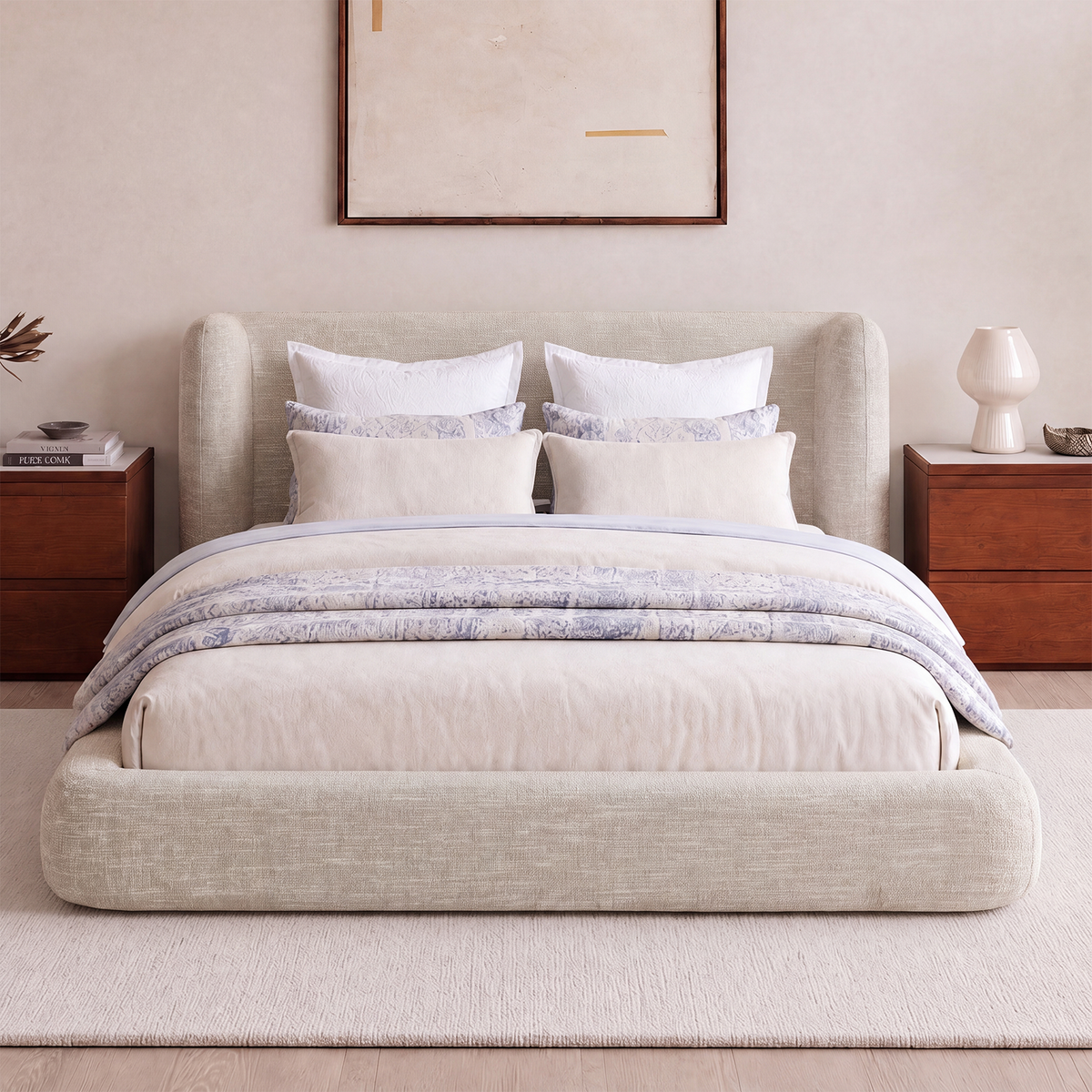Brafabhome Cloud Bed Frame with 5.9" Thick Fully Padded Frame, Upholstered Platform Bed Frame with Wingback Headboard, Noise-Free, No Box Spring Needed, Easy Assembly