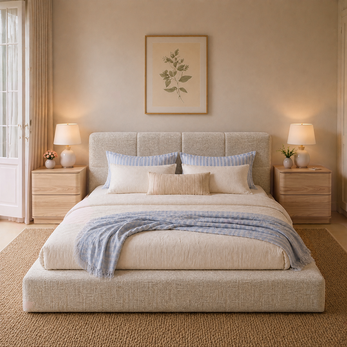 Brafabhome AirFrame Bed Frame with 6" Thick Headboard, Cloud Upholstered Platform Bed Frame with 5.1" Thick Upholstered Foam Frame, No Box Spring Needed, Easy Assembly