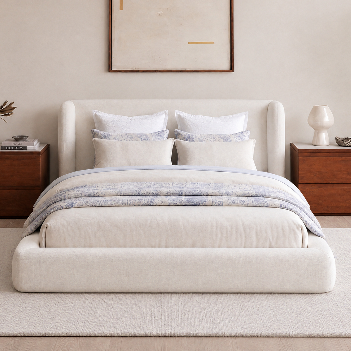Brafabhome Cloud Bed Frame with 5.9" Thick Fully Padded Frame, Upholstered Platform Bed Frame with Wingback Headboard, Noise-Free, No Box Spring Needed, Easy Assembly