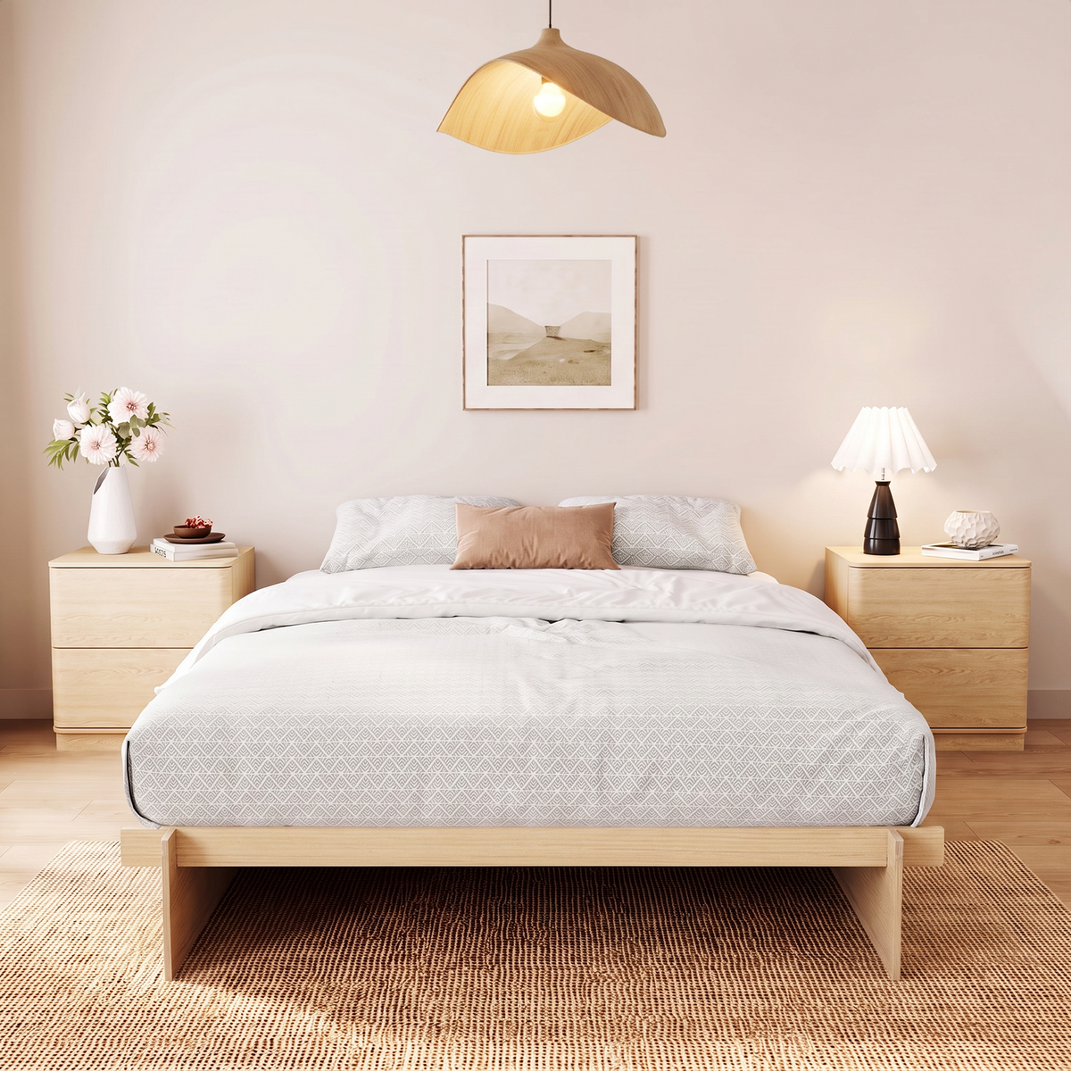 Brafabhome Brich Plywood Queen Bed Frame with Solid Wood Slat Support, Joinery Wood Platform with 8" Under-Bed Storage, No Box Spring Needed, No-Tool Assembly,