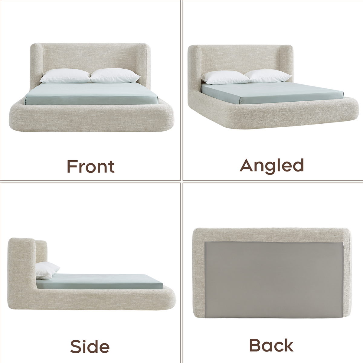 Brafabhome Cloud Bed Frame with 5.9" Thick Fully Padded Frame, Upholstered Platform Bed Frame with Wingback Headboard, Noise-Free, No Box Spring Needed, Easy Assembly