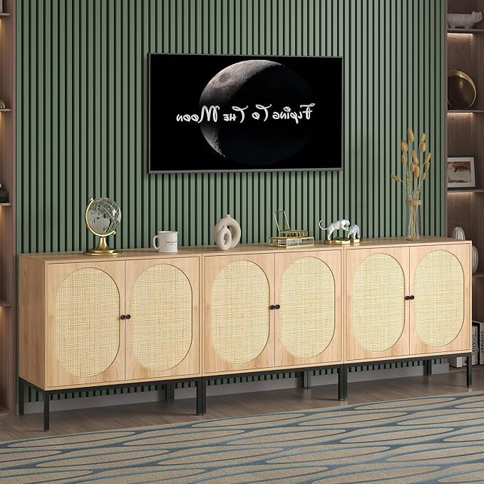Brafabhome Sideboard Cabinet with Natural Rattan Decorated Doors