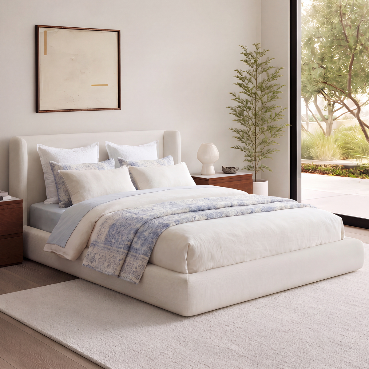 Brafabhome Cloud Bed Frame with 5.9" Thick Fully Padded Frame, Upholstered Platform Bed Frame with Wingback Headboard, Noise-Free, No Box Spring Needed, Easy Assembly