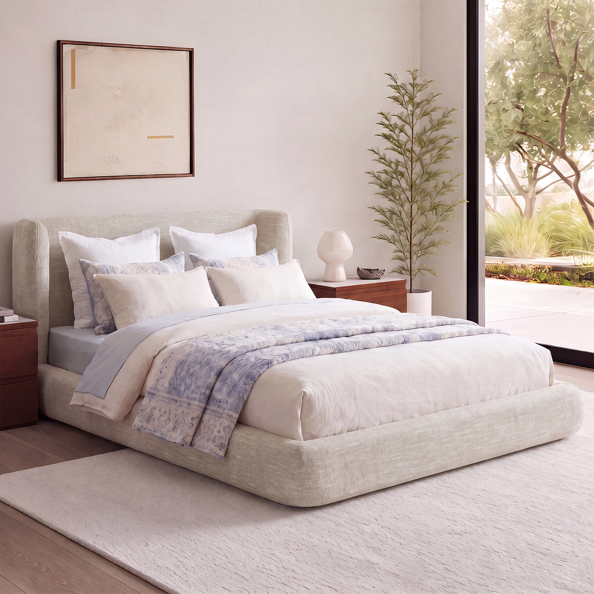 Brafabhome Cloud Bed Frame with 5.9" Thick Fully Padded Frame, Upholstered Platform Bed Frame with Wingback Headboard, Noise-Free, No Box Spring Needed, Easy Assembly