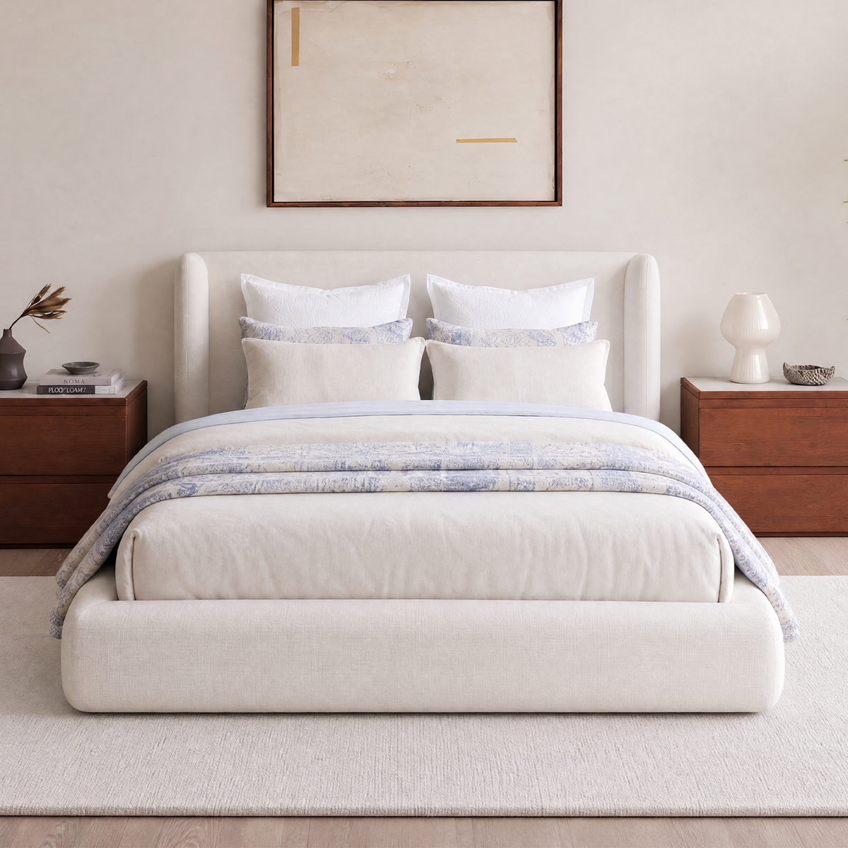 Brafabhome Cloud Bed Frame with 5.9" Thick Fully Padded Frame, Upholstered Platform Bed Frame with Wingback Headboard, Noise-Free, No Box Spring Needed, Easy Assembly