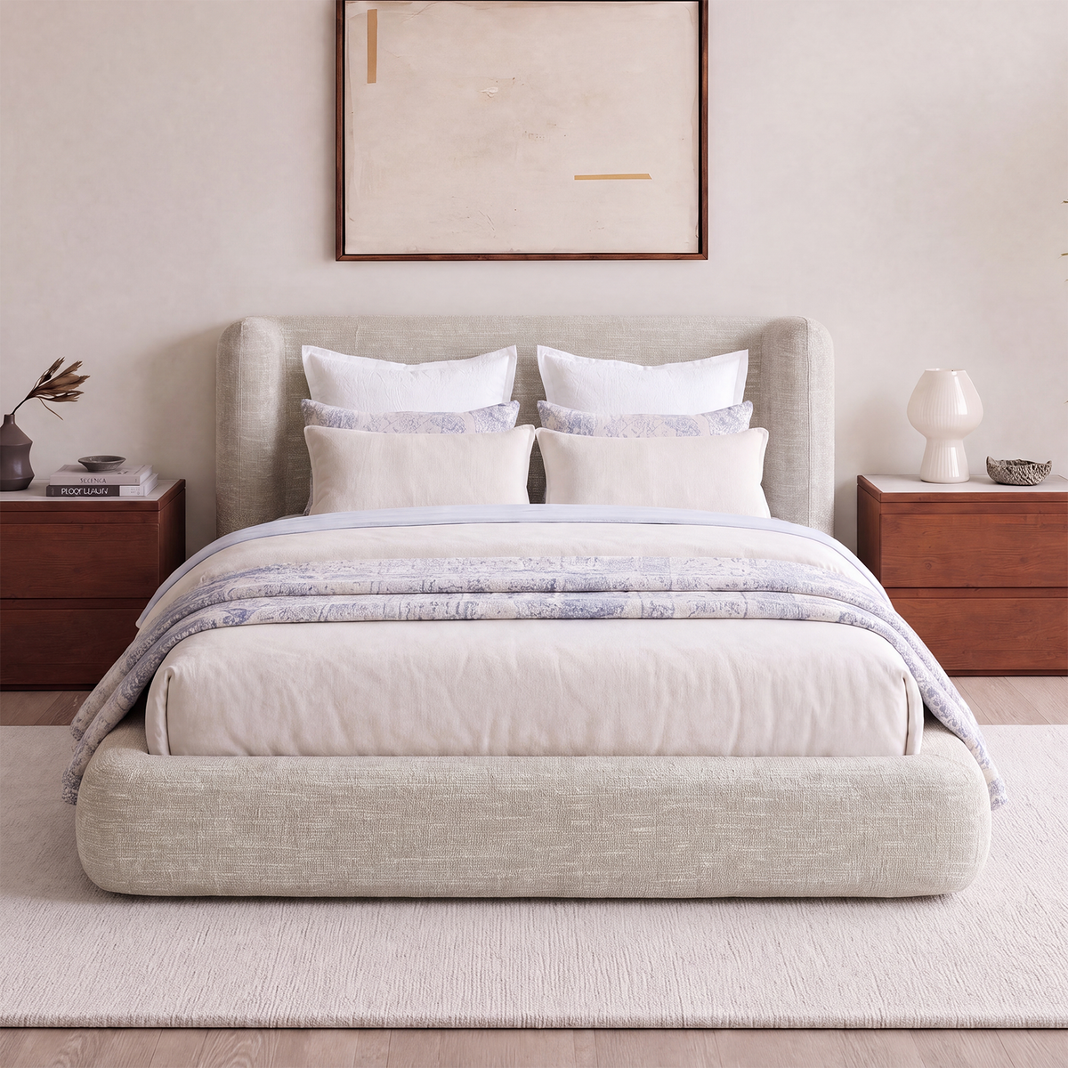 Brafabhome Cloud Bed Frame with 5.9" Thick Fully Padded Frame, Upholstered Platform Bed Frame with Wingback Headboard, Noise-Free, No Box Spring Needed, Easy Assembly