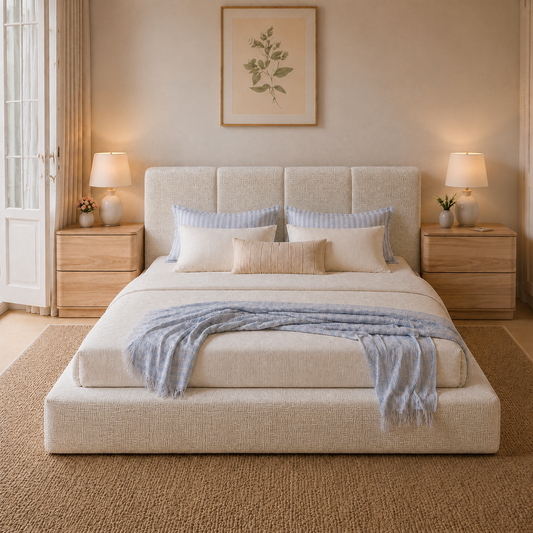 Brafabhome AirFrame Bed Frame with 6" Thick Headboard, Cloud Upholstered Platform Bed Frame with 5.1" Thick Upholstered Foam Frame, No Box Spring Needed, Easy Assembly