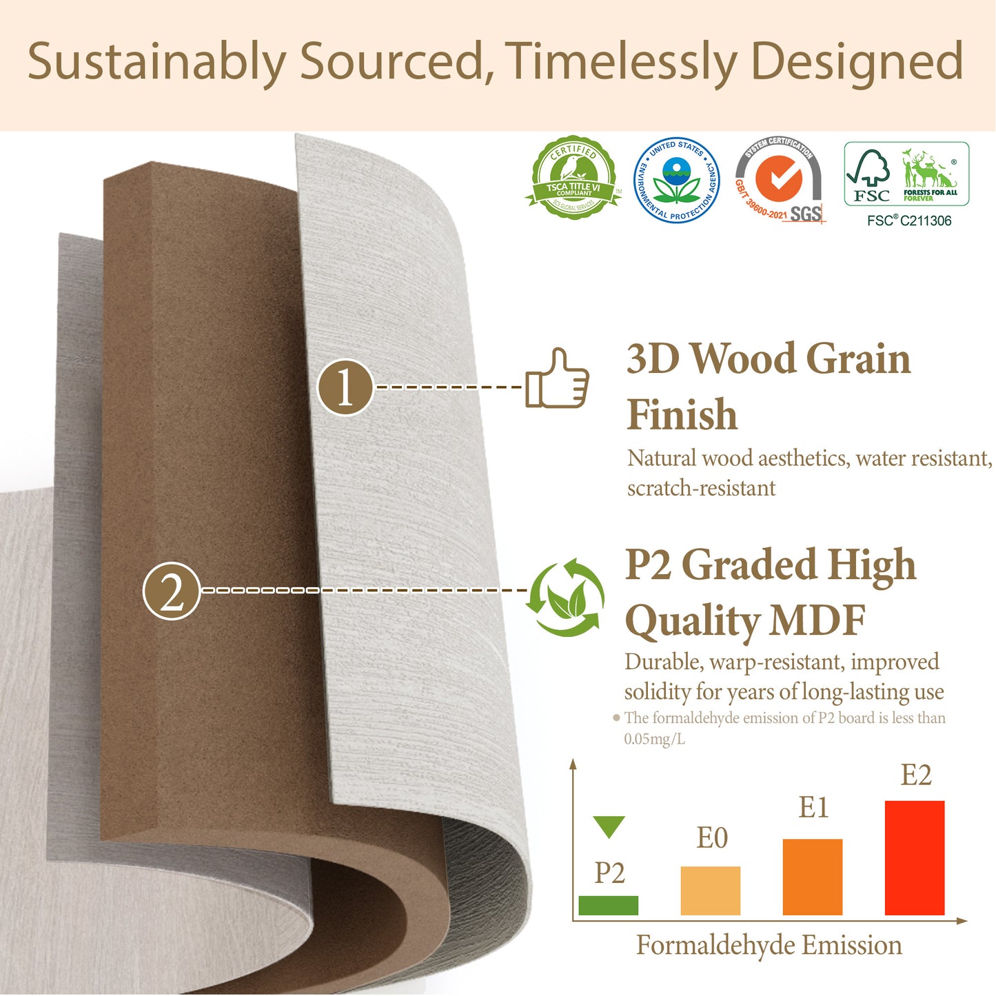 Brafabhome 64" Fluted Armoire Wardrobe Closet with Drawer, Wooden Fluted Doors Wardrobe Cabinet with Adjustable Shelf for Bedroom