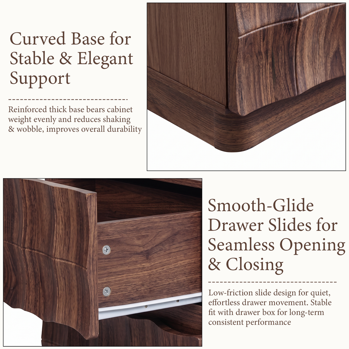 Brafabhome Fast Charing Nightstands with 2 Drawers, Wooden Bedside Table with Artistic 3D Embossed Panel, Farmhouse Night Stand with Storage for Bedroom