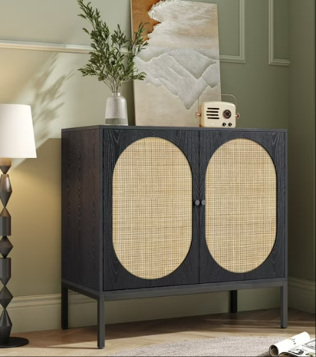 Brafabhome Sideboard Cabinet with Natural Rattan Decorated Doors