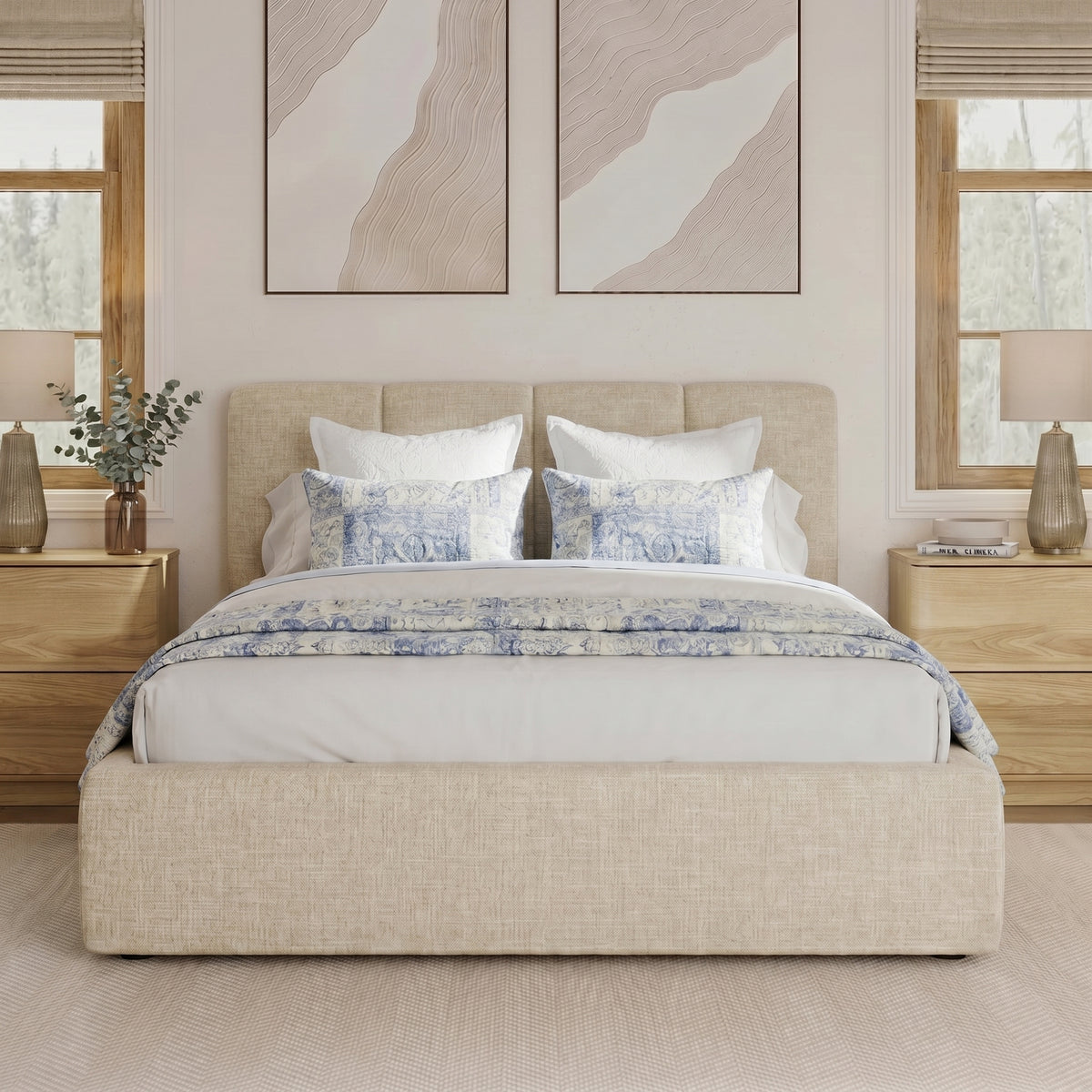 Brafabhome Cloud Queen Bed Frame with Upholstered Headboard, Modern Platform Bed with 6.3" Thick Fully Padded, No Box Spring Needed, Tool-Free Assembly | Khaki